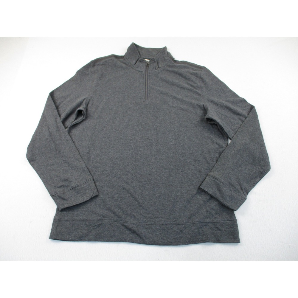 Calvin Klein Pullover Men M Gray 1/4 Zip Charcoal Heather Mock Neck Cotton